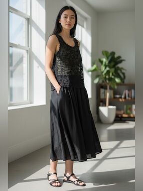 Candie’s NWT Black Floral Lace Sleeveless Top Sheer Mesh Boho Large